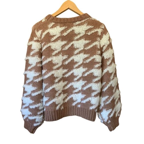 LINE & DOT Houndstooth Plush Sweater Tan Size S - Picture 5 of 12